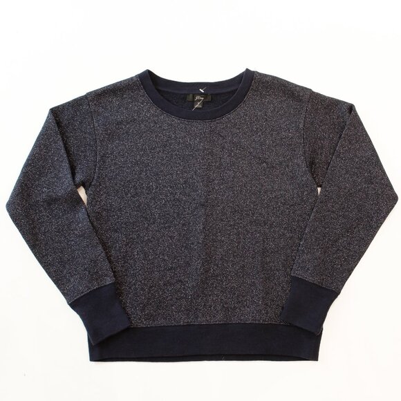 J.Crew Metallic Pullover Sweatshirt | Navy Sparkle Crew for Fall Sporting Events - Picture 3 of 8